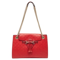 Gucci Red Guccissima Leather Emily Chain Shoulder Bag