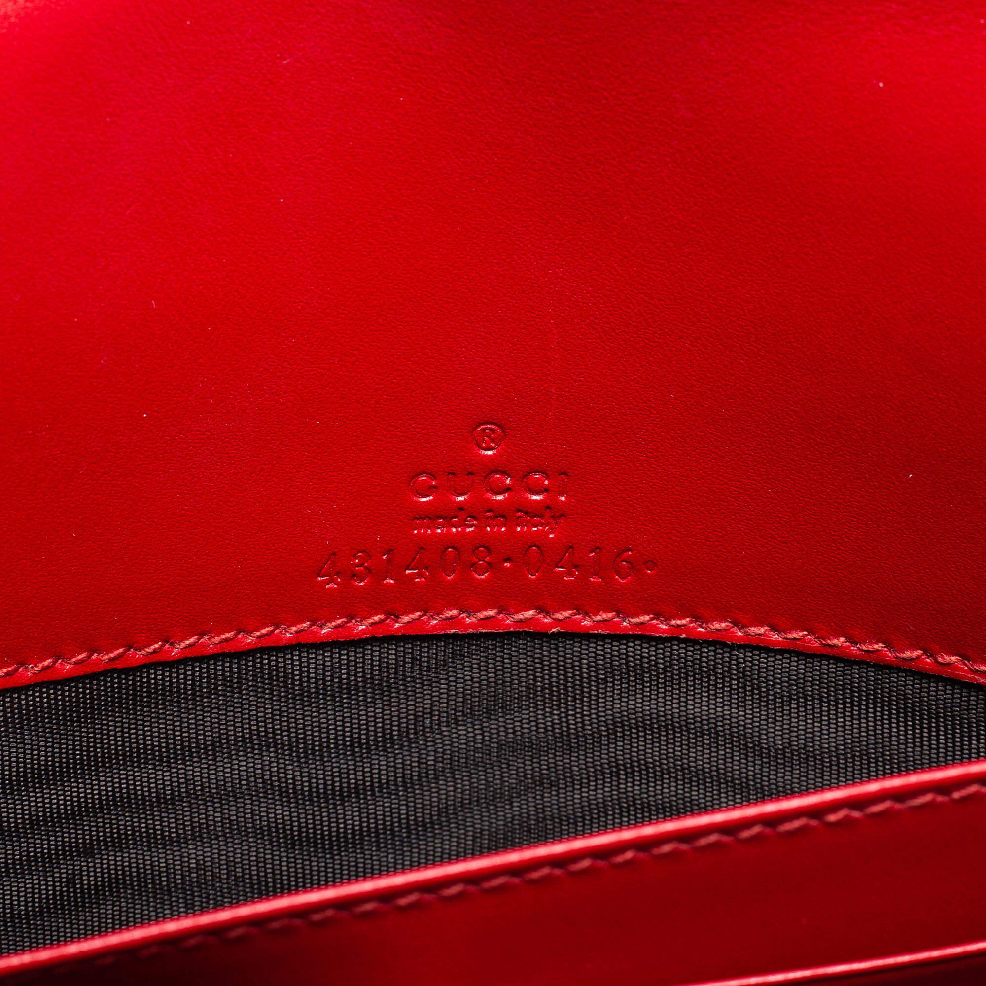 Gucci Red Guccissima Leather Flap Wallet on Chain 3