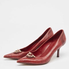 Gucci Red Guccissima Leather Icon Bit Pointed Toe Pumps Size 36.5
