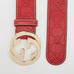 Gucci Red Guccissima Leather Interlocking G Belt 85 CM
