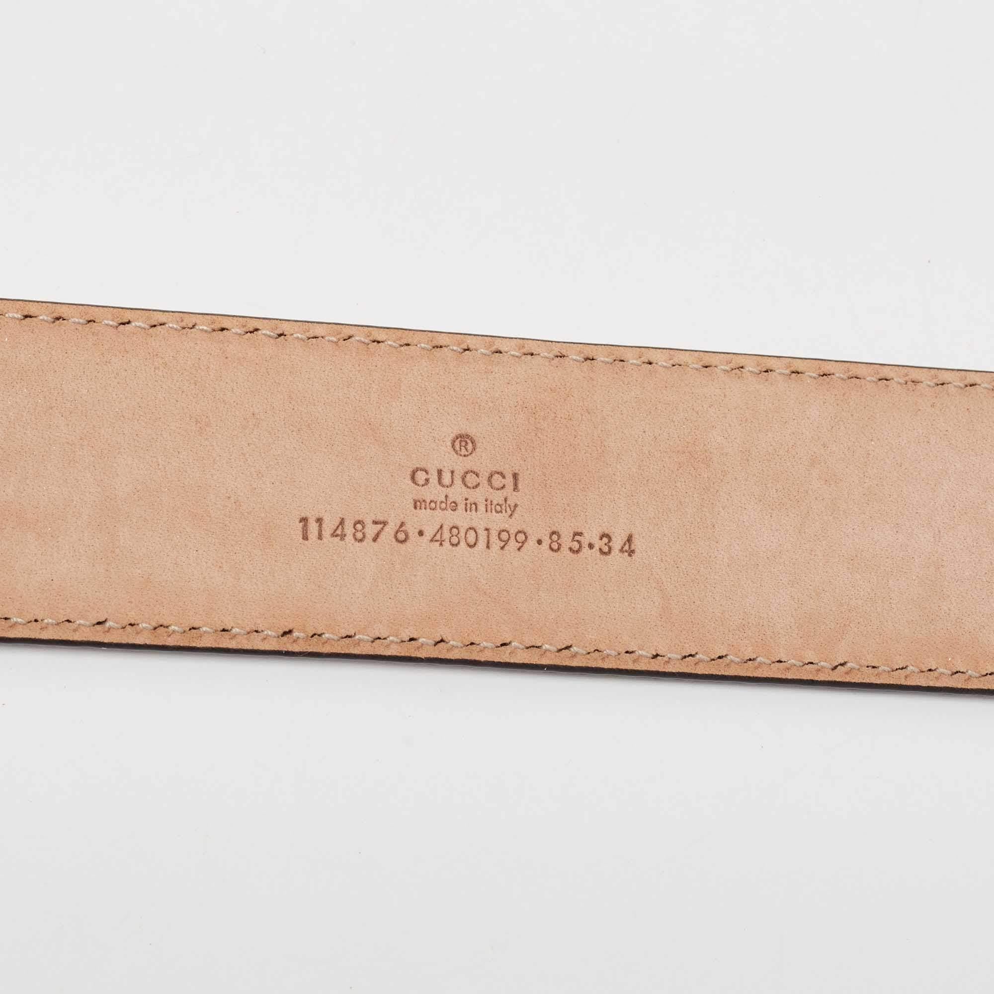Women's Gucci Red Guccissima Leather Interlocking G Belt 85 CM