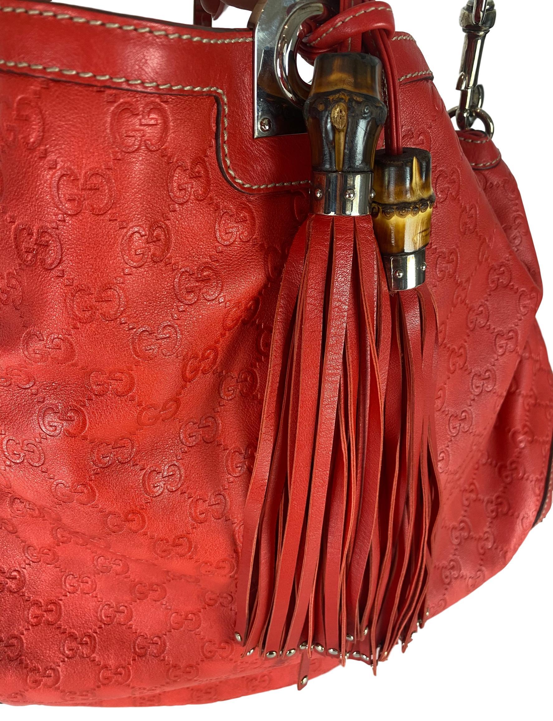 Gucci Red Guccissima Leather Large Babouska Indy Hobo In Good Condition In Banner Elk, NC