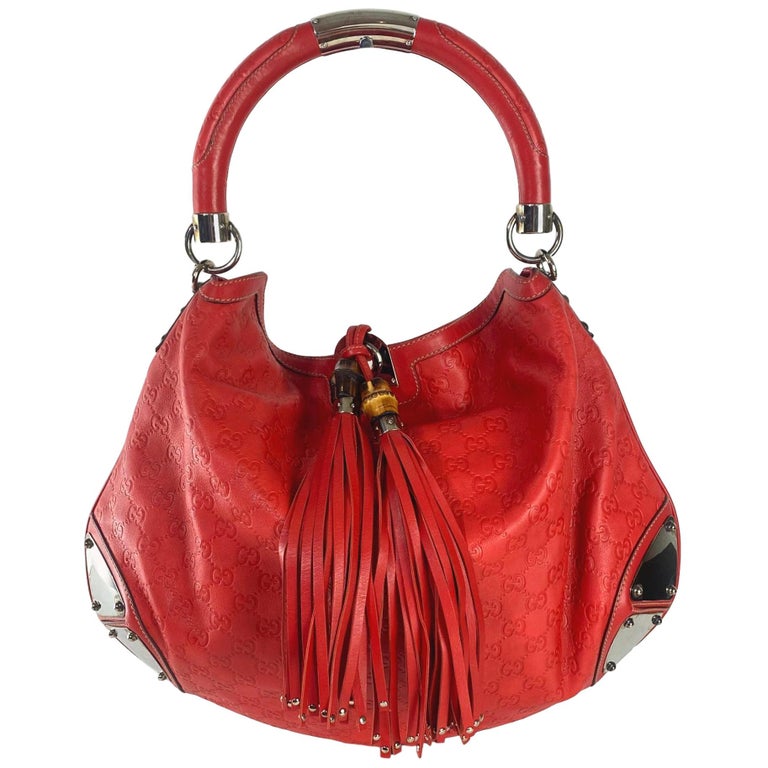 Gucci Red Large Babouska Indy Hobo at 1stDibs | gucci guccissima boots, leather hobo purse, large gucci bag
