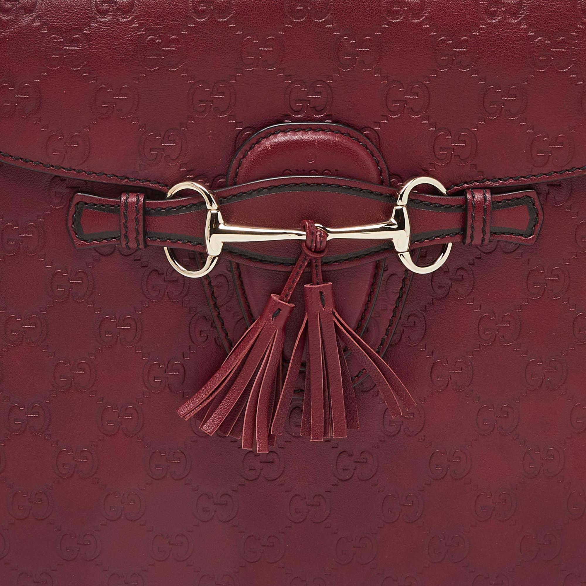 Women's Gucci Red Guccissima Leather Large Emily Chain Shoulder Bag