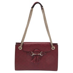 Gucci Red Guccissima Leather Large Emily Chain Shoulder Bag