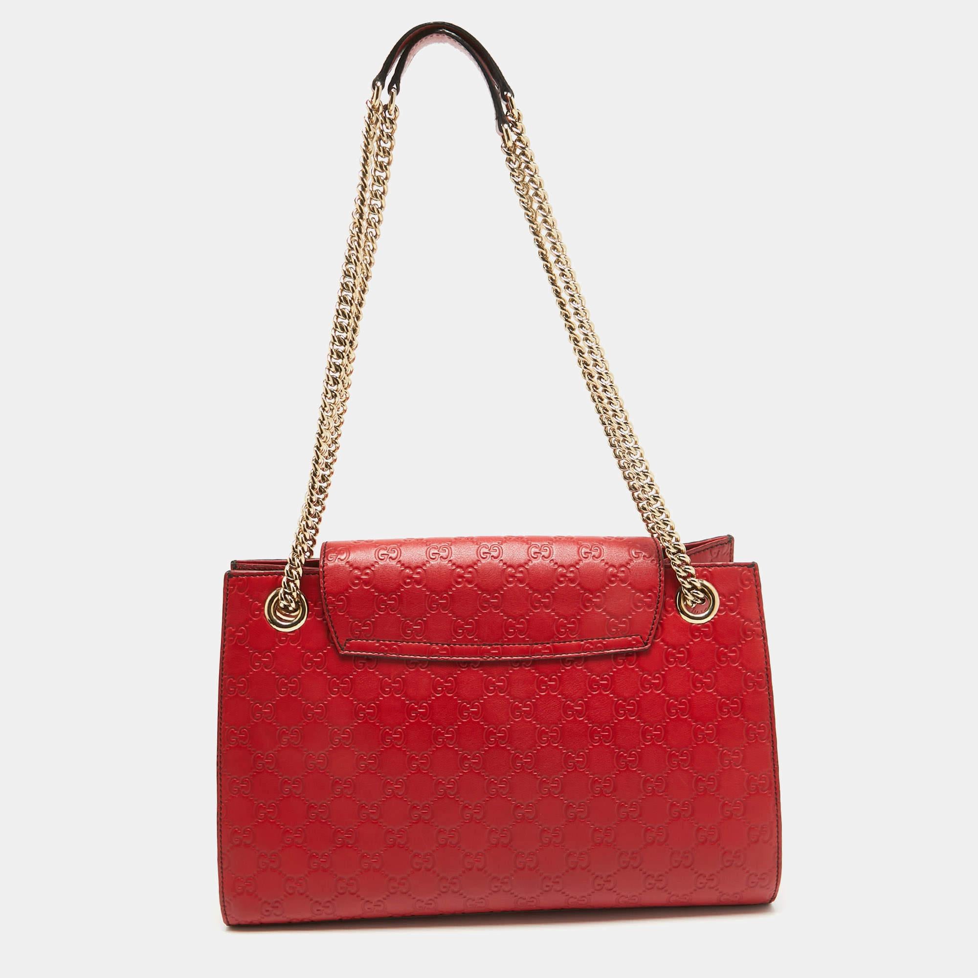 Women's Gucci Red Guccissima Leather Large Emily Shoulder Bag