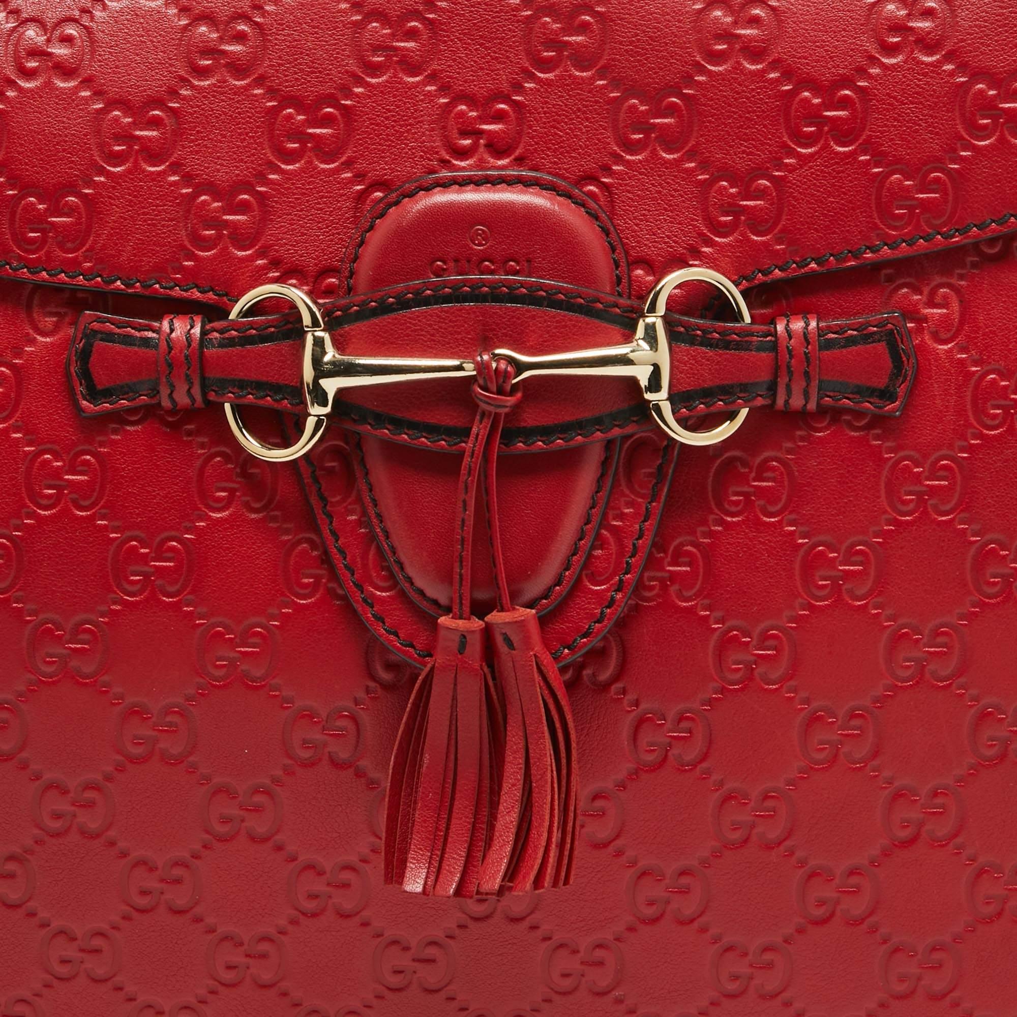 Gucci Red Guccissima Leather Large Emily Shoulder Bag 1