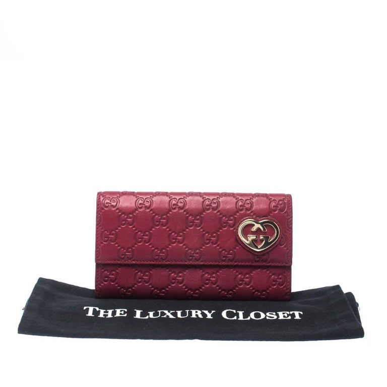 Gucci Red Guccissima Leather Lovely Heart Continental Wallet For Sale at 1stDibs