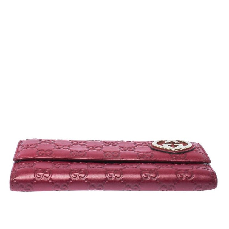 Gucci Red Guccissima Leather Lovely Heart Continental Wallet For Sale at 1stdibs