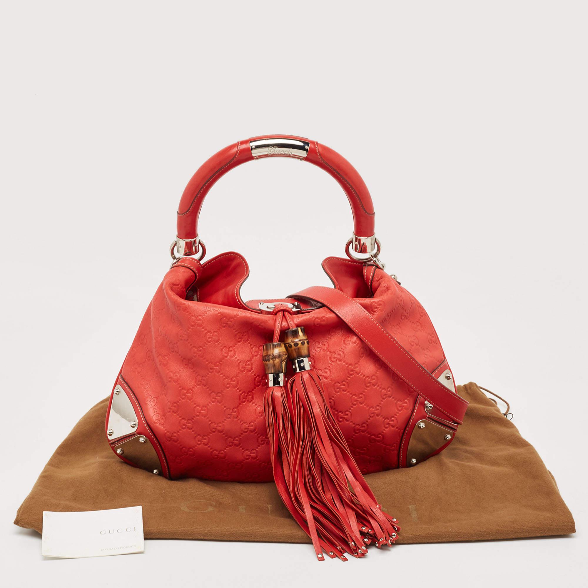 Gucci Red Guccissima Leather Medium Indy Hobo 15