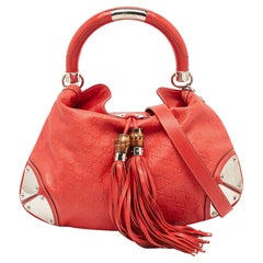 Gucci Red Guccissima Leather Medium Indy Hobo