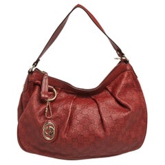 Gucci Red Guccissima Leather Medium Sukey Hobo