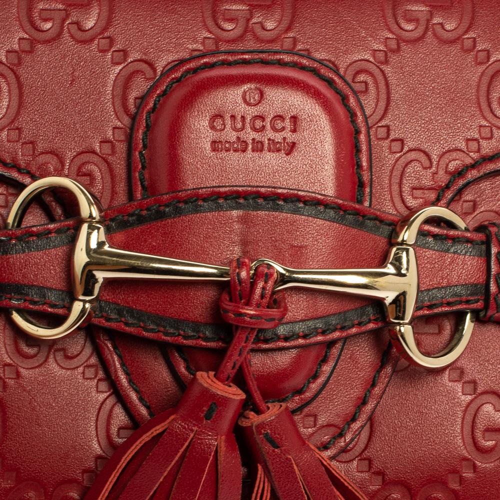 Gucci Red Guccissima Leather Mini Emily Chain Shoulder Bag 6