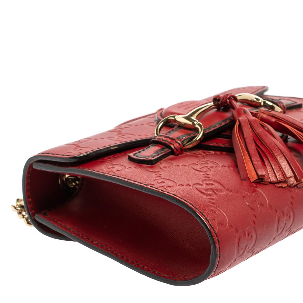 Gucci Red Guccissima Leather Mini Emily Chain Shoulder Bag 1