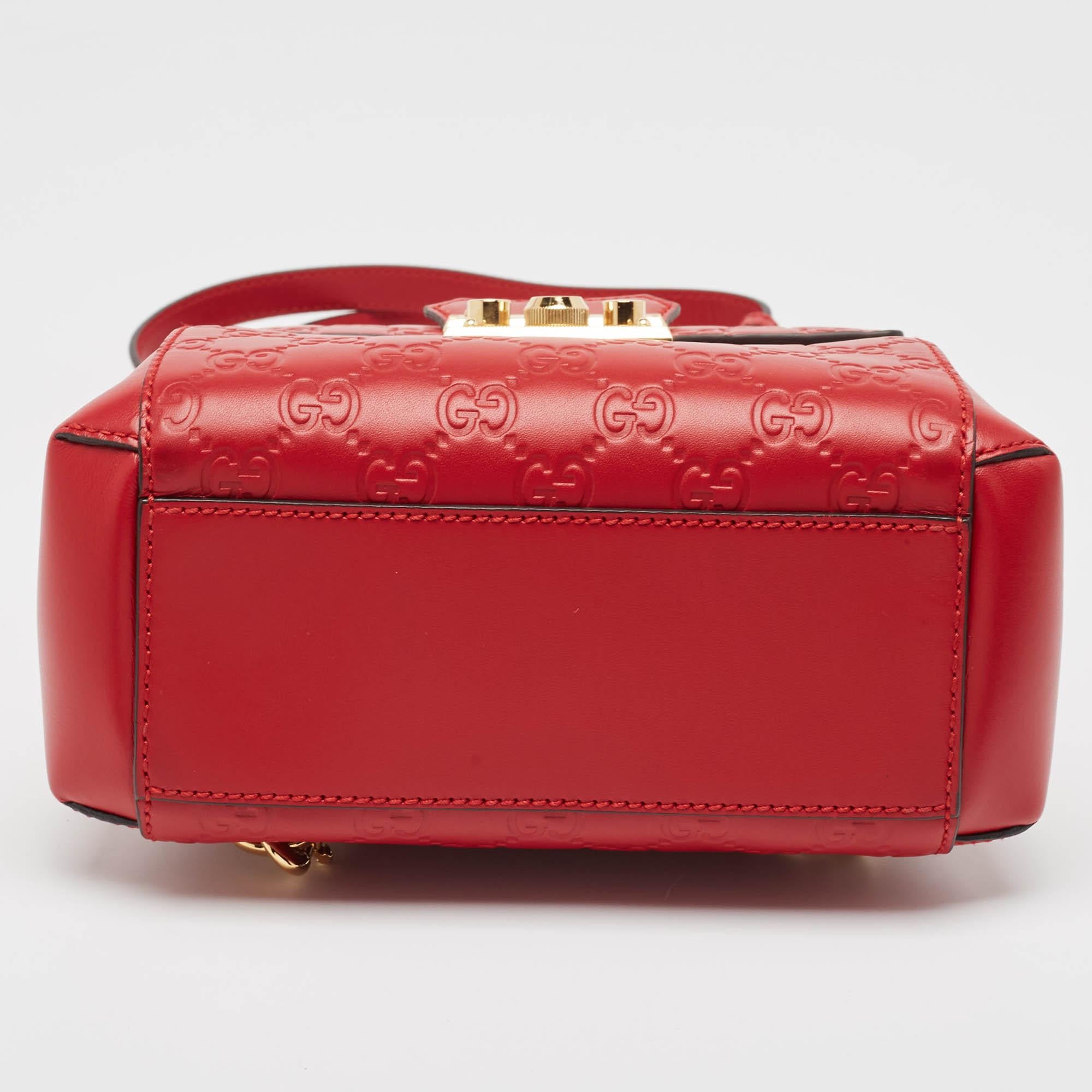 Gucci Red Guccissima Leather Padlock Backpack For Sale 3