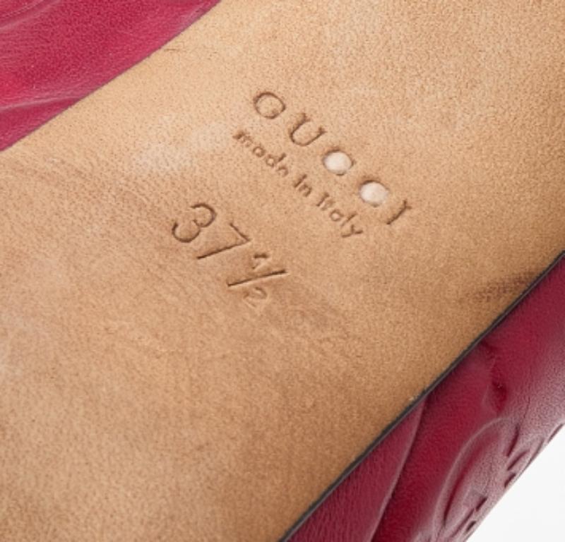 Gucci Red Guccissima Leather Peep Toe Platform Pumps Size 37.5 For Sale 3