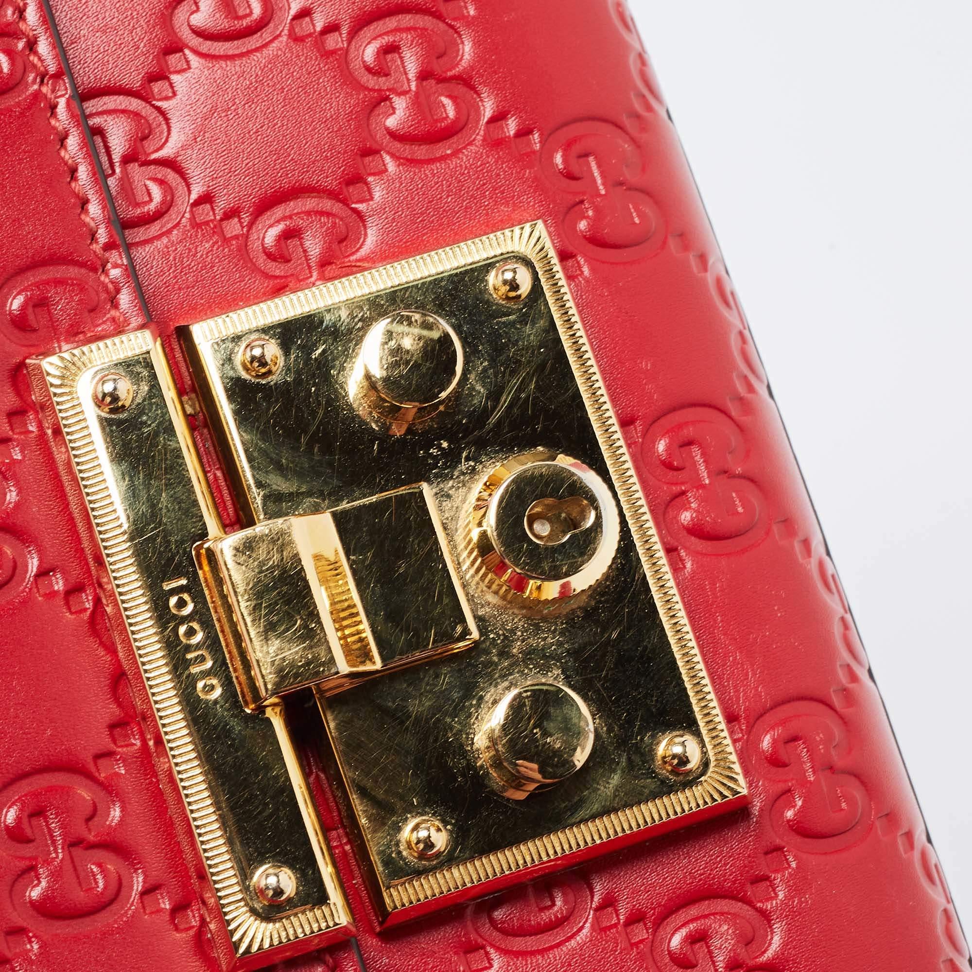 Gucci Red Guccissima Leather Small Padlock Shoulder Bag 10
