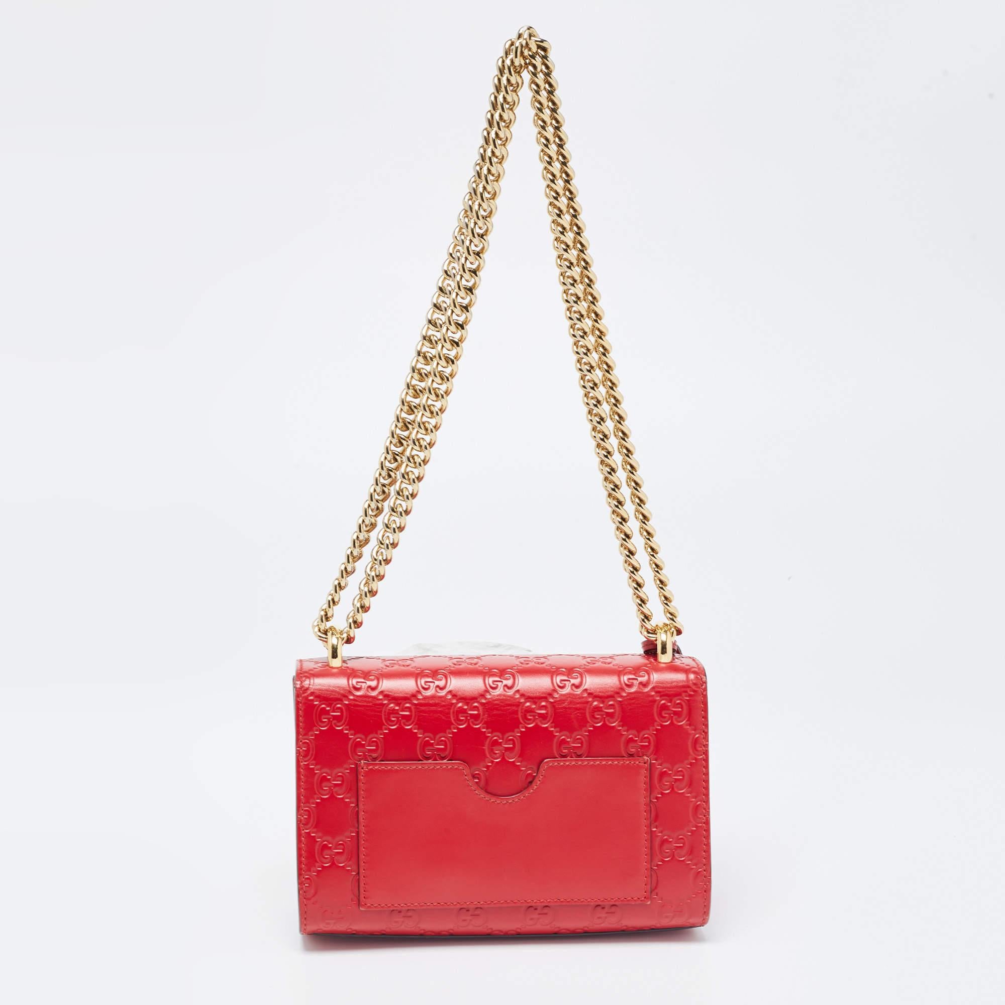 Gucci Red Guccissima Leather Small Padlock Shoulder Bag 12