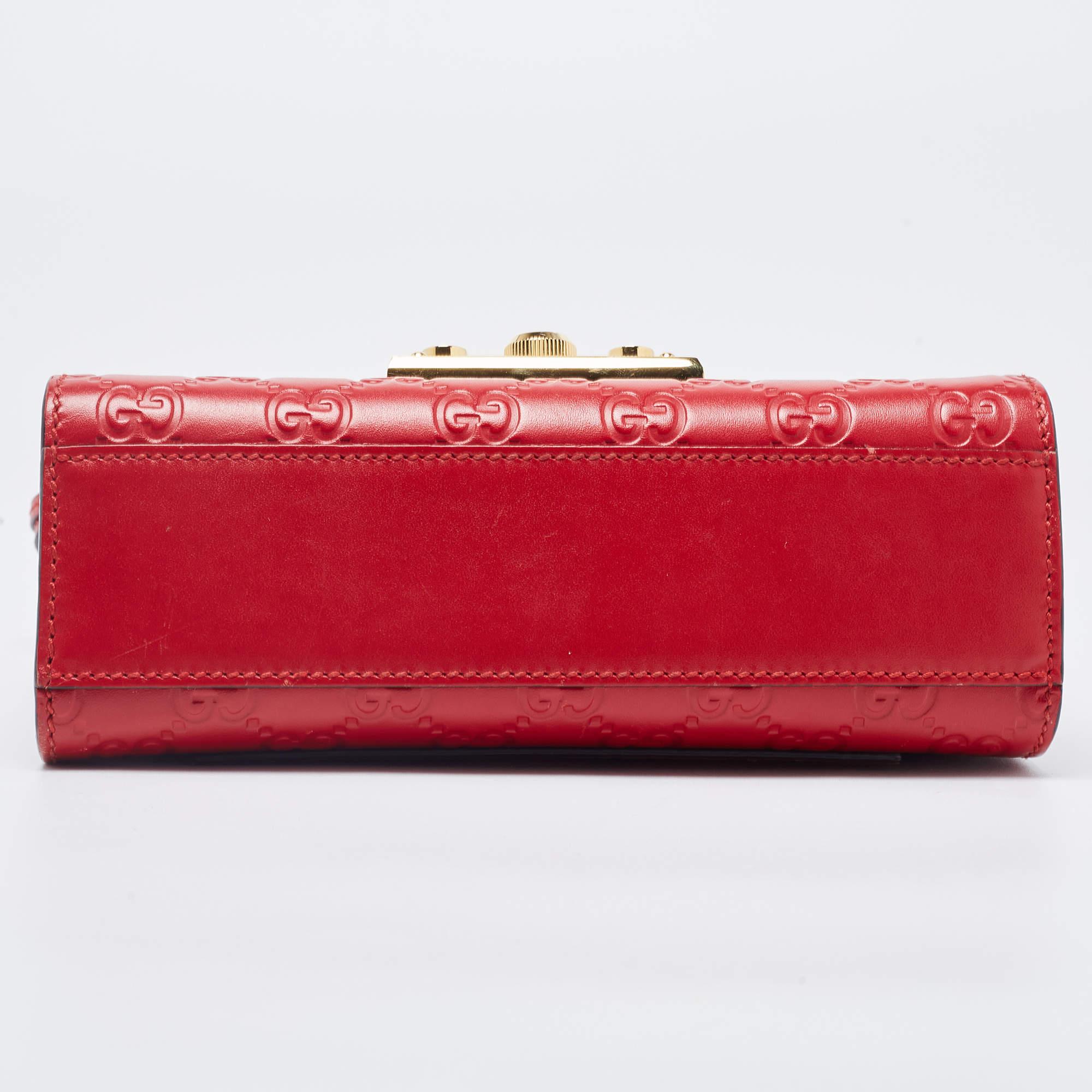Gucci Red Guccissima Leather Small Padlock Shoulder Bag 14