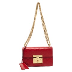 Gucci Red Guccissima Leather Small Padlock Shoulder Bag