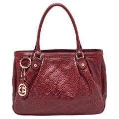 Gucci Red Guccissima Leather Sukey Tote