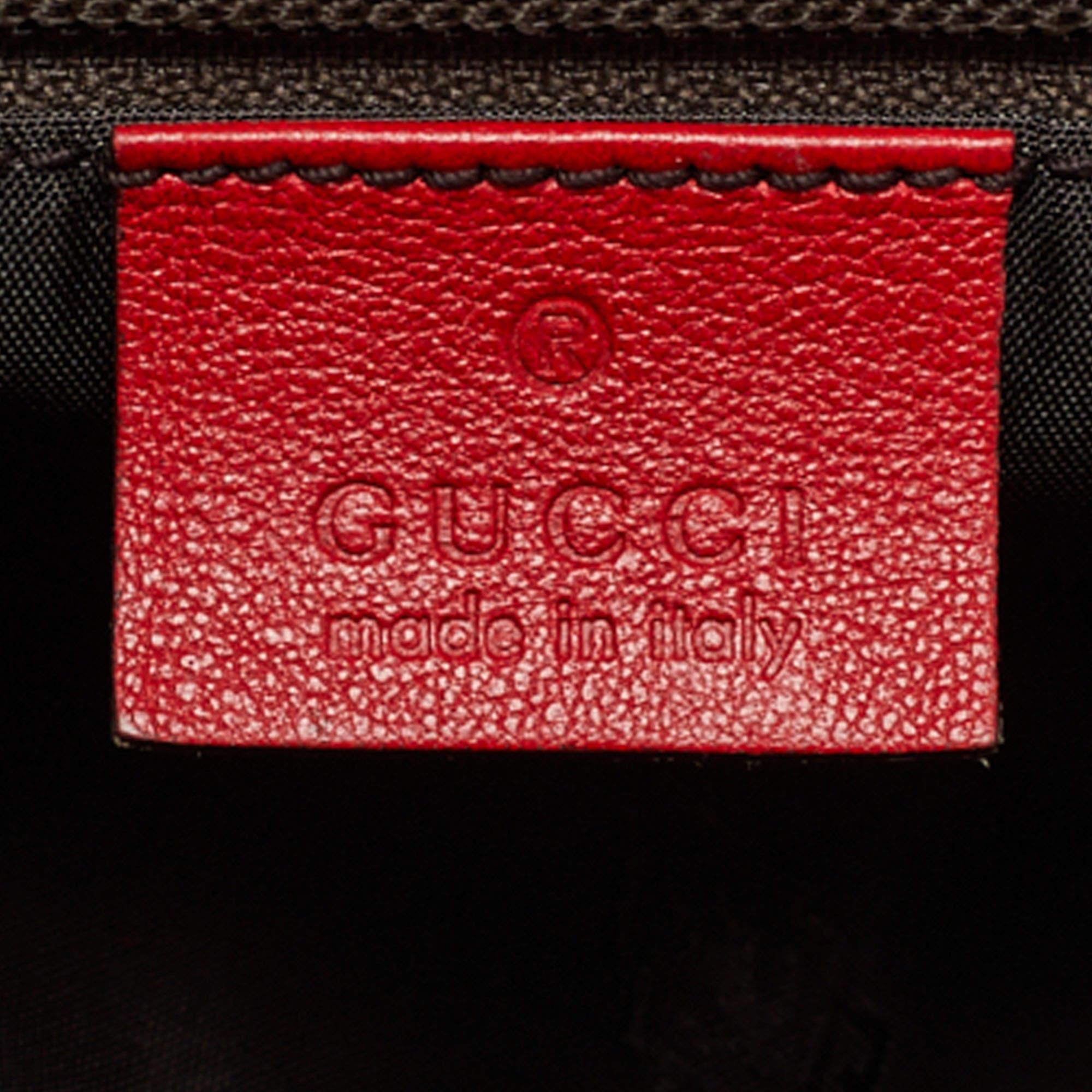 Bolso shopper con cremallera de piel Gucci Guccissima rojo 6