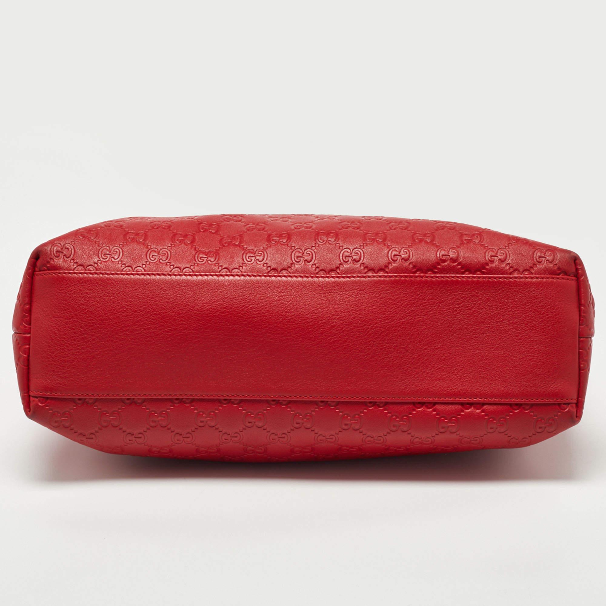 De las mujeres Bolso shopper con cremallera de piel Gucci Guccissima rojo