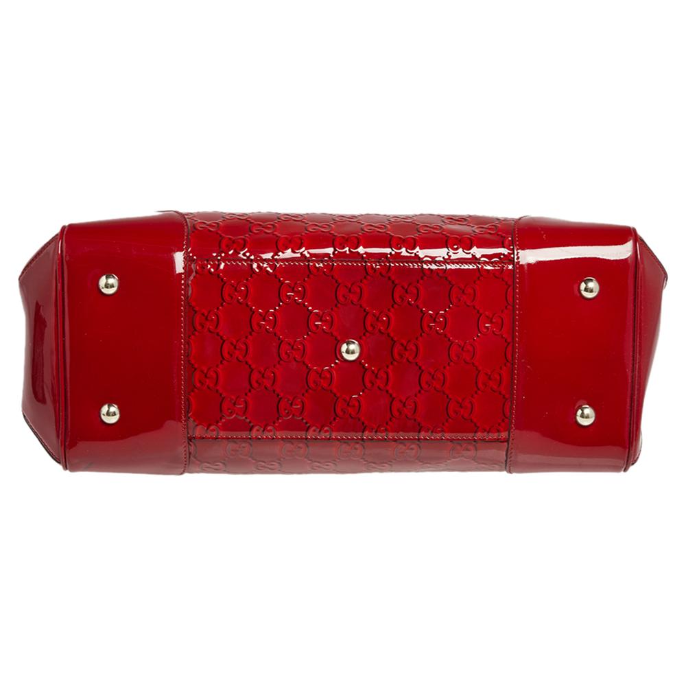 Gucci Red Guccissima Patent Leather Mayfair Tote In Good Condition In Dubai, Al Qouz 2