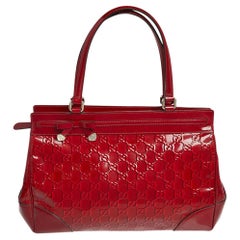 Gucci Red Guccissima Patent Leather Mayfair Tote