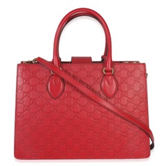 Gucci Red Guccissima Signature Padlock Double Handle Tote