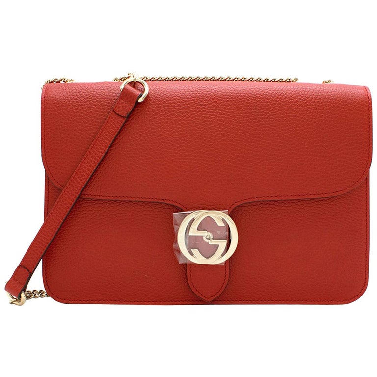 Gucci Red Interlocking GG Shoulder Bag at 1stDibs