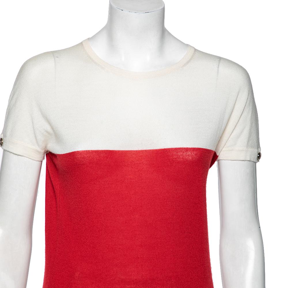 Women's Gucci Red & Ivory Cashmere Short Sleeve Jumper M