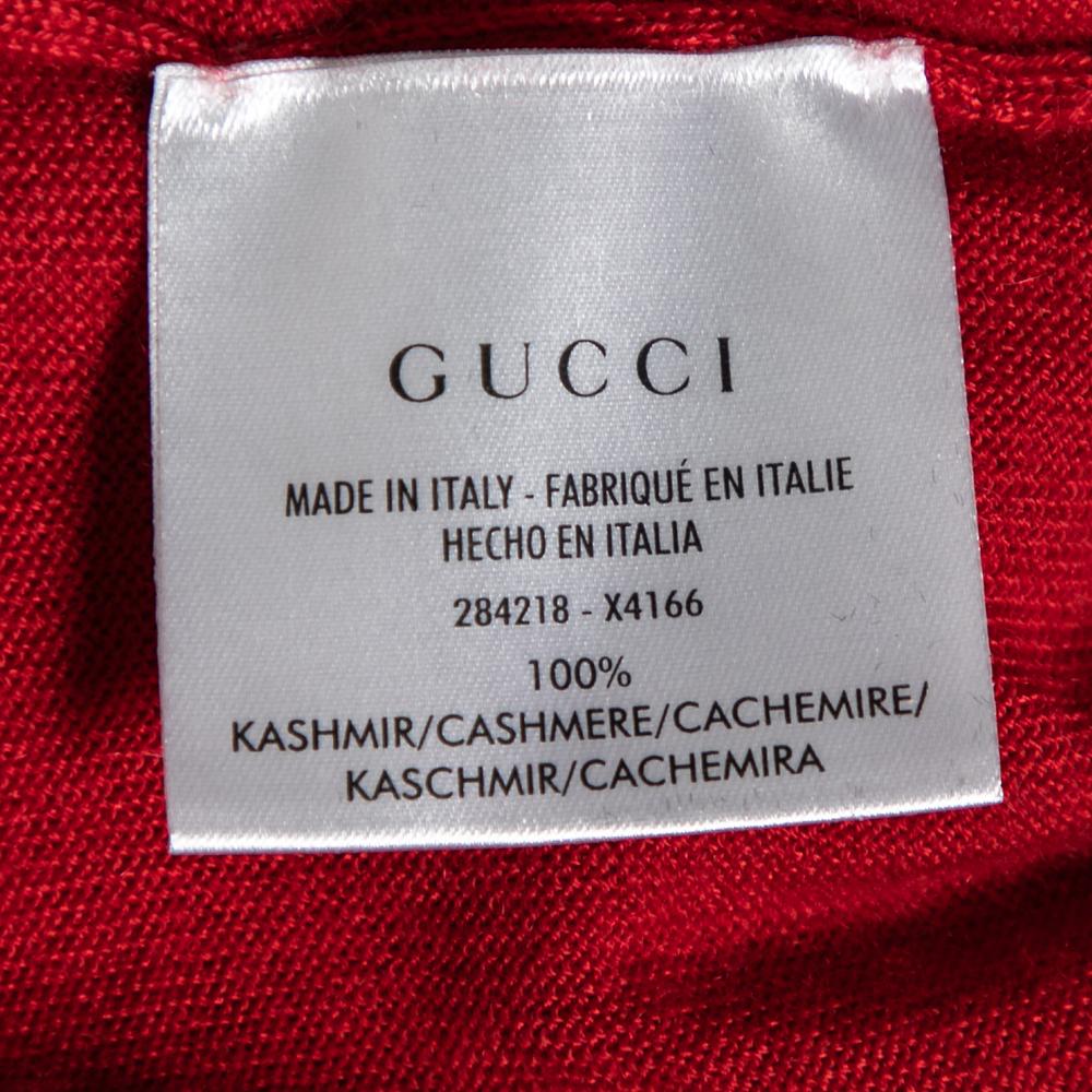 Gucci Red & Ivory Cashmere Short Sleeve Jumper M 1