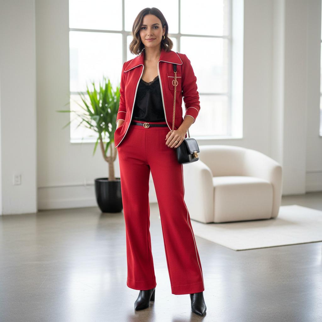 Tuta limitata di Gucci 
Giacca e pantaloni
100% Poliammide
Colore rosso
Zip centrale bianca
Tasca piccola
Pantaloni a due tasche
Logo GG di colore bianco
Giacca:
Lunghezza spalla/orecchio cm 54 (21,25 pollici)
Spalla cm 38 (14,96