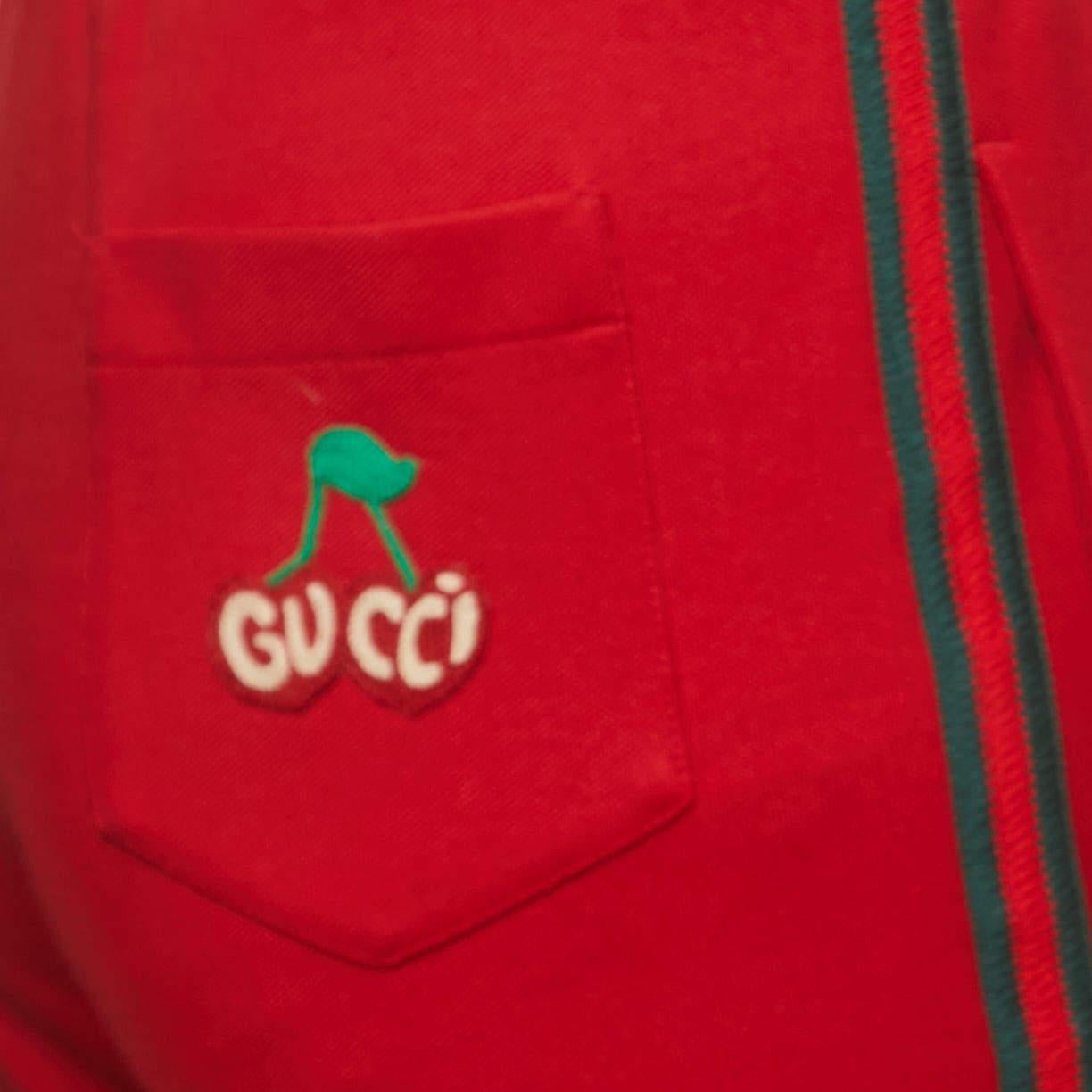Gucci Red Jersey Side Tape Track Pants XS 2