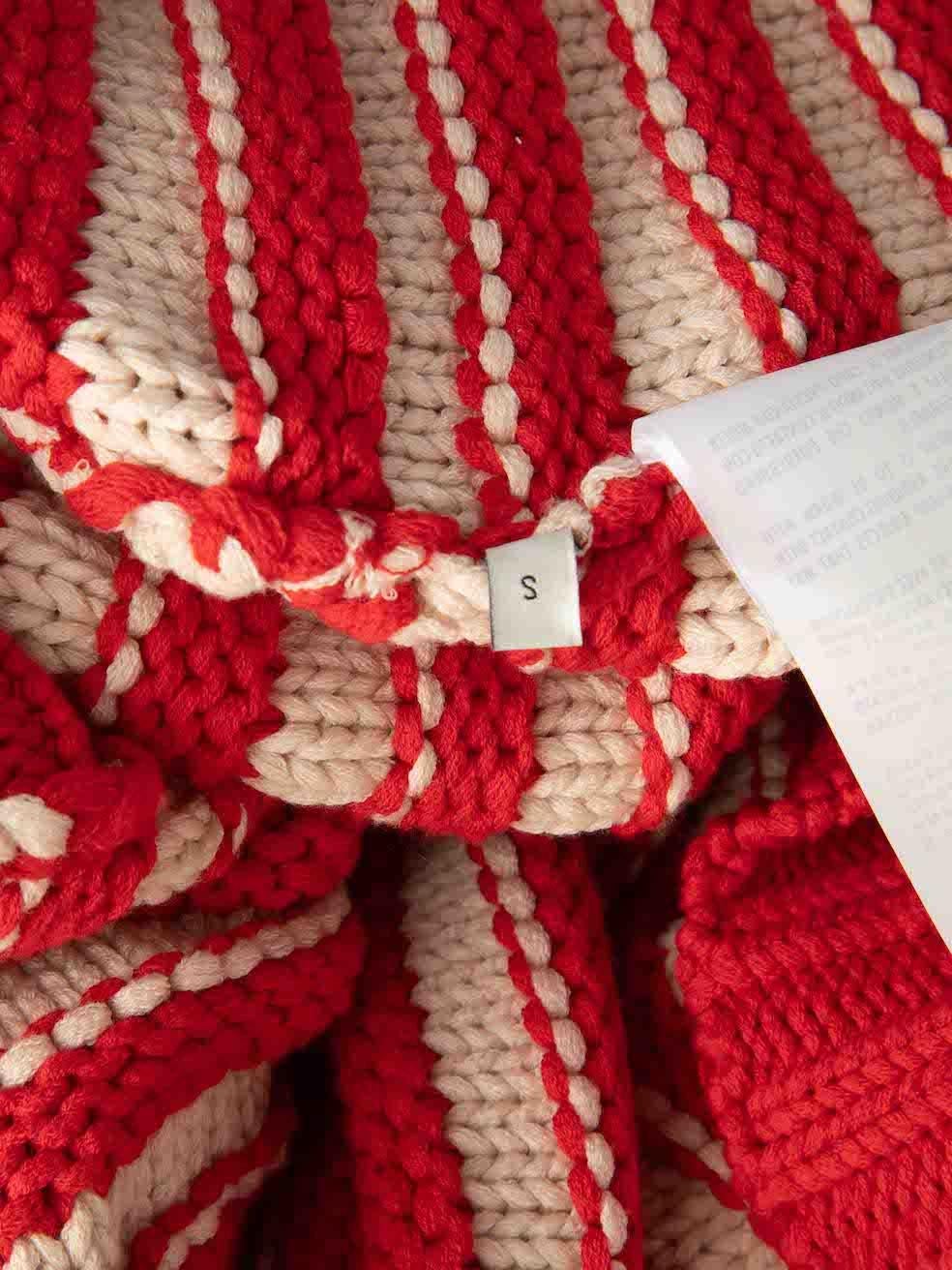 Women's Gucci Red Knit Striped Anchor Embroidered Jumper Size S