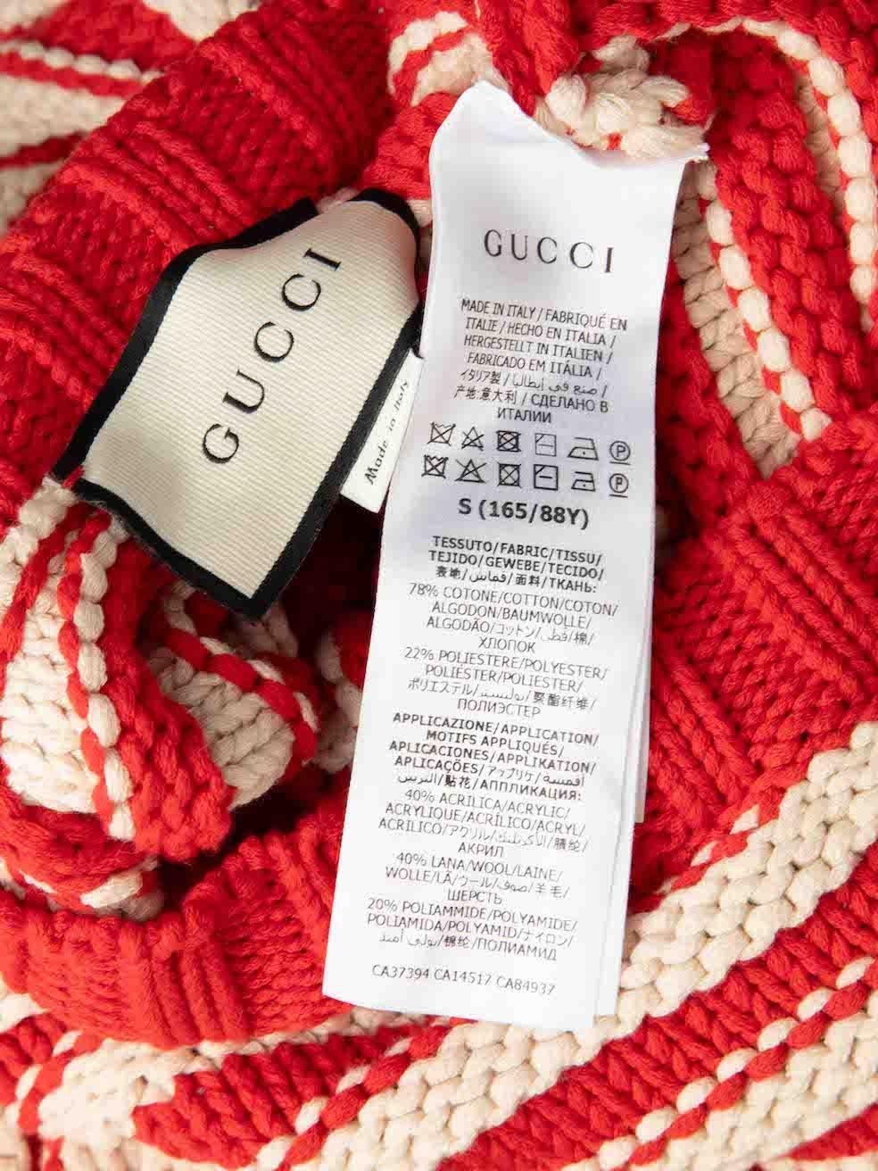 Gucci Red Knit Striped Anchor Embroidered Jumper Size S 1