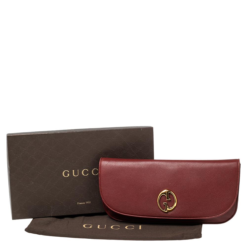 Women's Gucci Red Leather 1973 Flap Clutch
