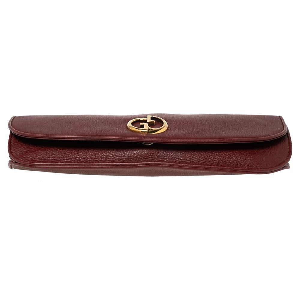 Gucci Red Leather 1973 Flap Clutch 1