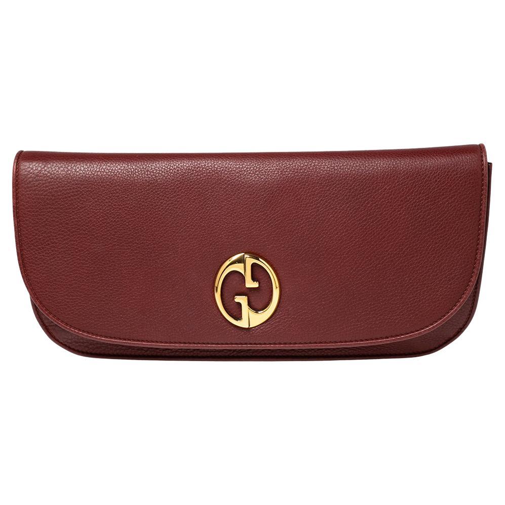 Gucci Red Leather 1973 Flap Clutch