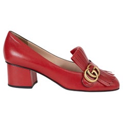 GUCCI red leather 2016 GG MARMONT FRINGE Pumps Shoes 38.5