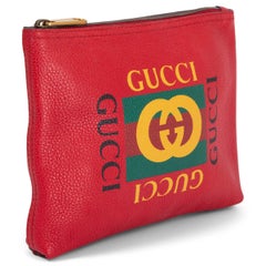 GUCCI red leather 2018 LOGO SMALL PORTFOLIO Pouch Bag