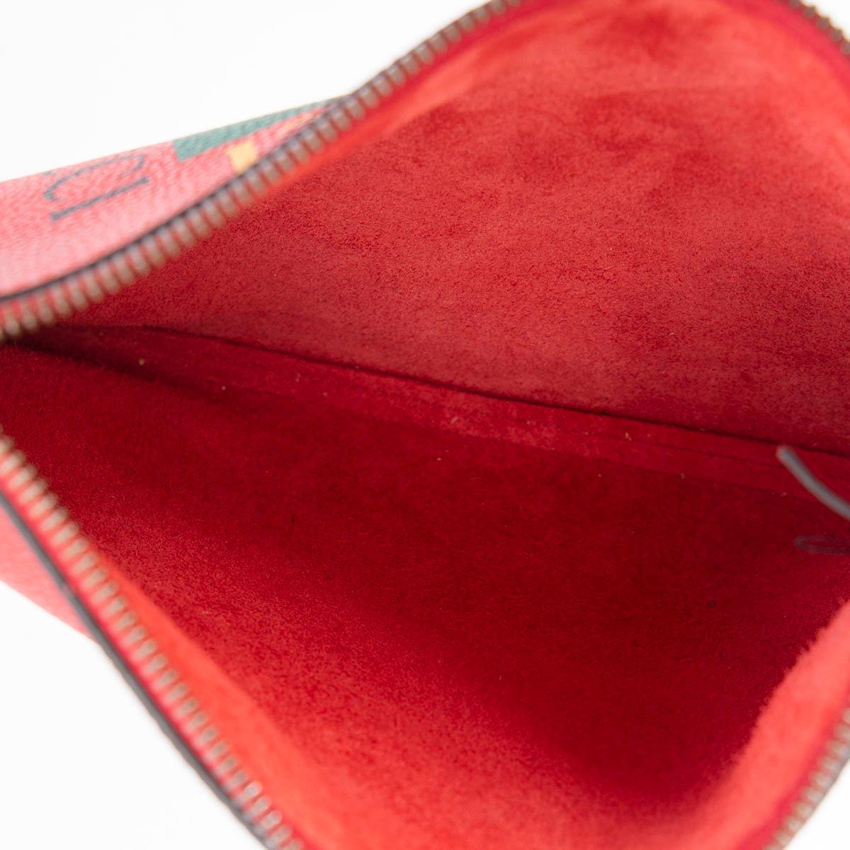 Women's GUCCI red leather 2018 LOGO SMALL PORTFOLIO Pouch Bag