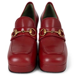 GUCCI red leather 2021 HOUDAN PLATFORM LOAFER Pumps Shoes 39
