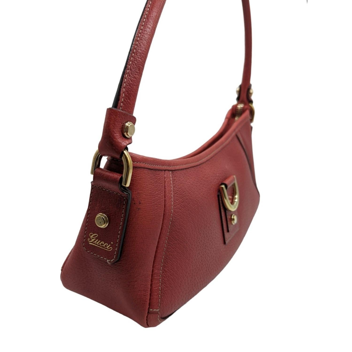 Brown Gucci Red Leather Abbey D-Ring Pochette