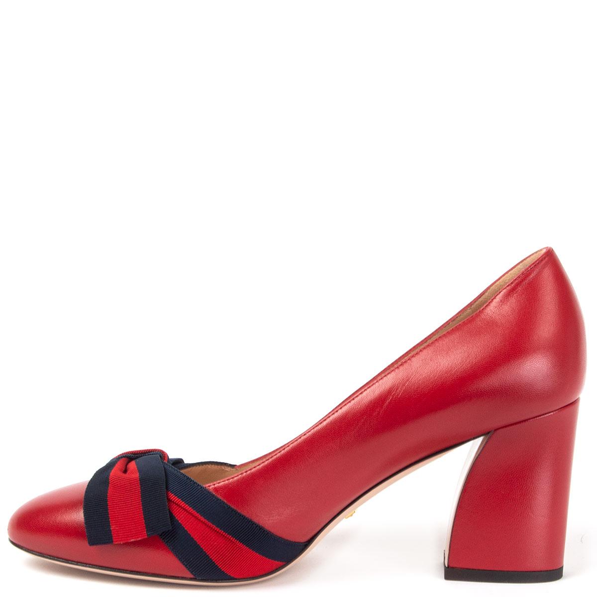 Rouge Chaussures à talons ALINE BLOCK Gucci en cuir rouge 39 en vente