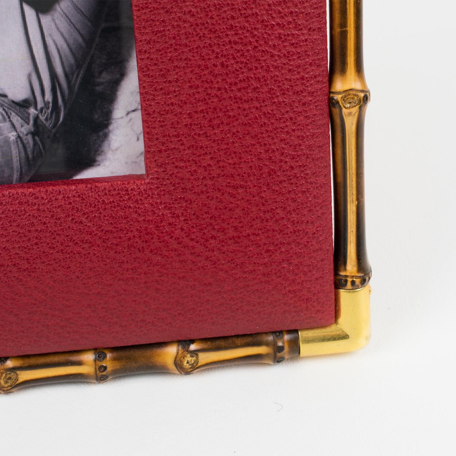 Gucci Red Leather and Bamboo Picture Frame 2