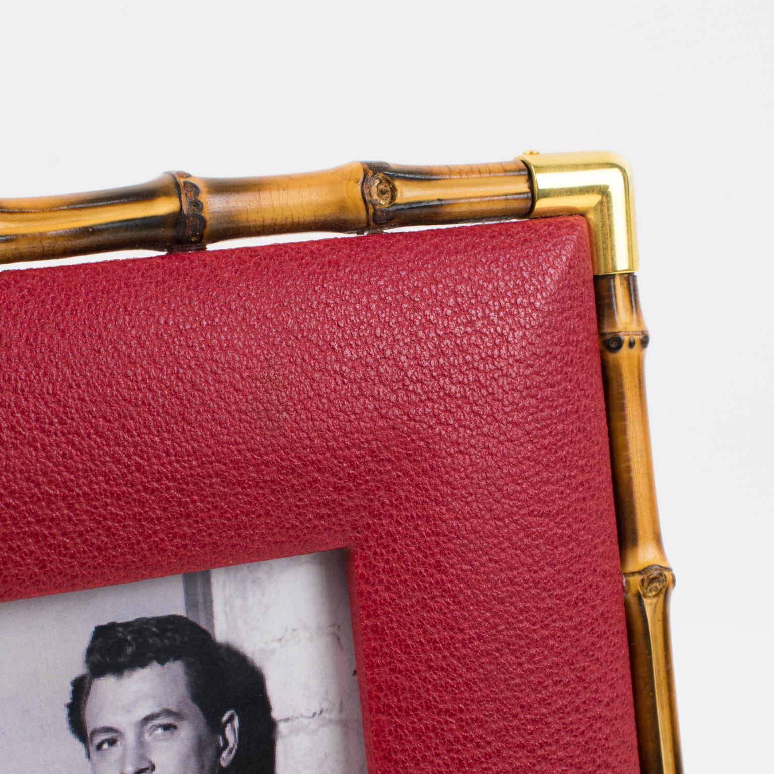 Gucci Red Leather and Bamboo Picture Frame 1