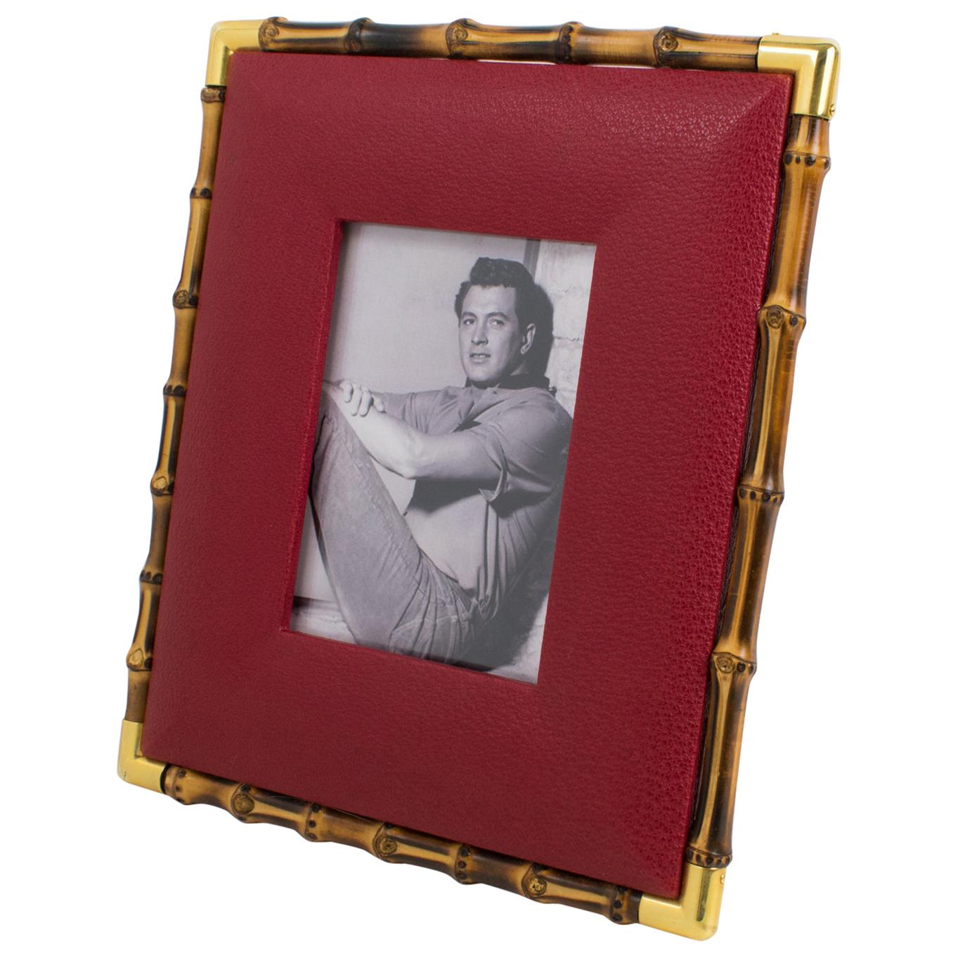 Gucci Red Leather and Bamboo Picture Frame