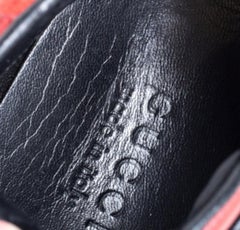 Gucci Red Leather And Suede High-Top Sneakers Size 40